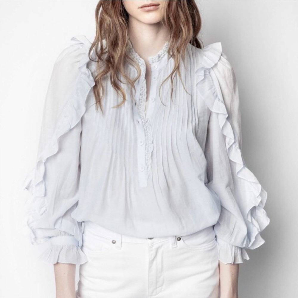 Zadig & Voltaire Timmy Tomboy White Ruffle Blouse size M
